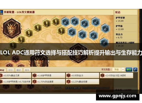 LOL ADC通用符文选择与搭配技巧解析提升输出与生存能力